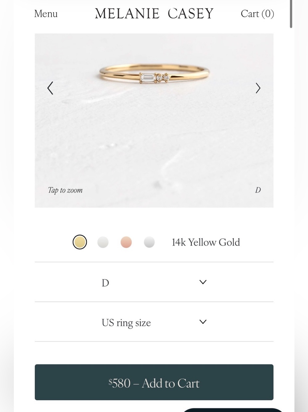 New Melanie Casey Mose Code Ring D Yellow Gold Size 4 - Picture 4 of 4